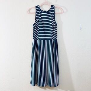 Banana Republic STRIPE TANK FIT AND FLARE DRESS Women Size 0 Blue/White